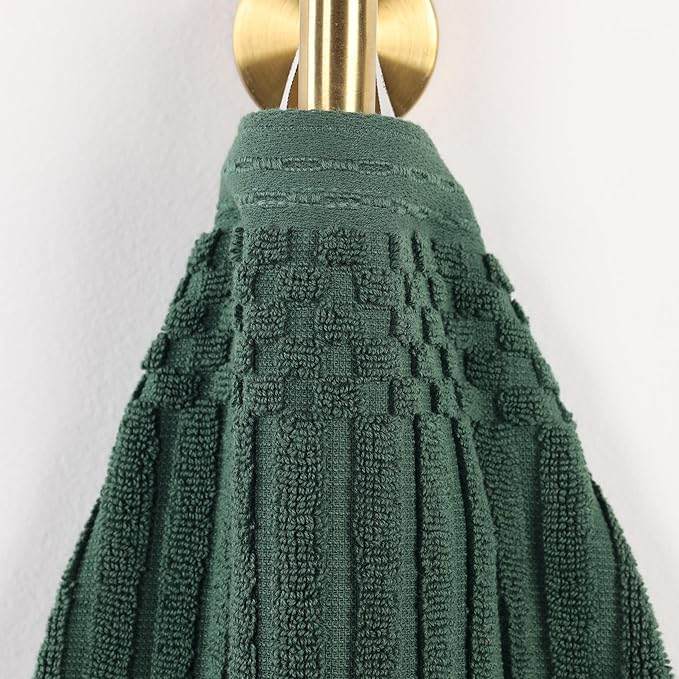 Superior Cotton Bath Towel Set of 2, Daily Use for Bathroom, Guest Bath, Quick Dry, Spa, Resort Towels, Ribbed, Absorbent, Home Essentials, 2-Piece Bath Towels, Soho Collection, Forest Green