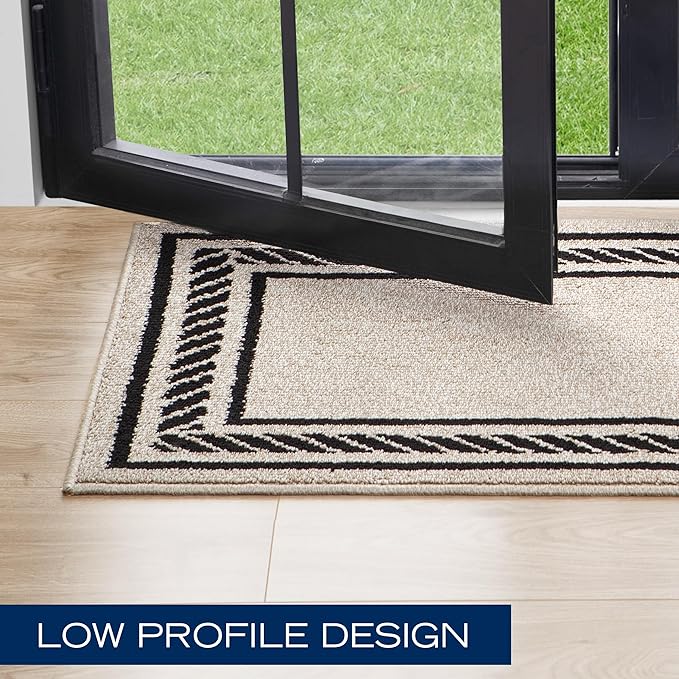 Nautica – Runner Rug | Indoor Runners for Hallways and Entry Rugs| Non-Slip and Non-Skid Entry and Kitchen Door Mat| Machine Washable Entryway Carpet Rugs | 2'2" x 5' | Rope Border Natural Twist