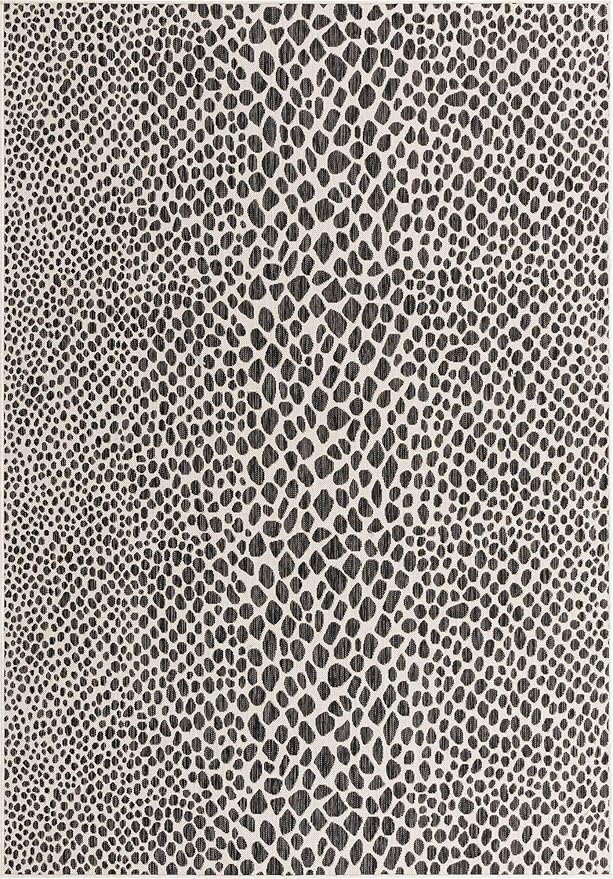 Unique Loom Outdoor Collection Area Rug - Cape Town (7' 1' x 10' Rectangle, Black/ Ivory)