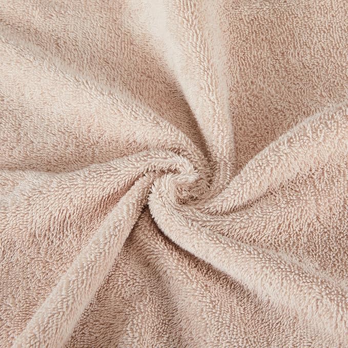 Amazon Basics Fade Resistant Bath, Hand and Washcloth Towel Set, 100% Cotton, Set of 6, 30 x 54 inches, Blush Pink