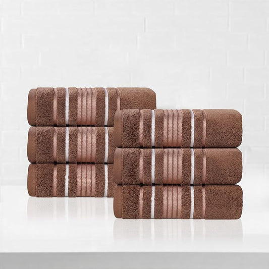 Superior Cotton Hand Towel Set, Small Towels, Plush Soft Absorbent Bathroom Basics, Home Essentials, Spa, Salon, Hotel, Kitchen, Luxury Quick Drying, Zero-Twist, Solid, Sadie Collection, Chocolate