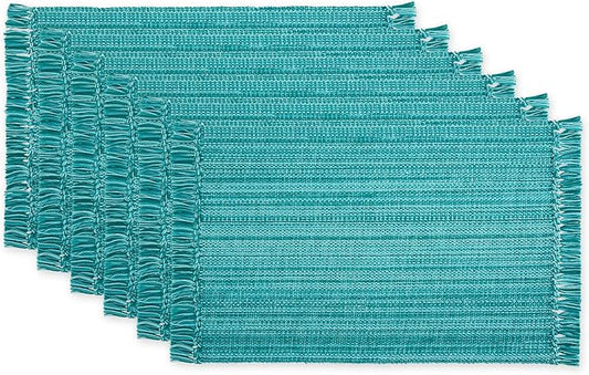 DII Variegated Tabletop Collection, Placemat Set, 13x19, Teal, 6 Piece