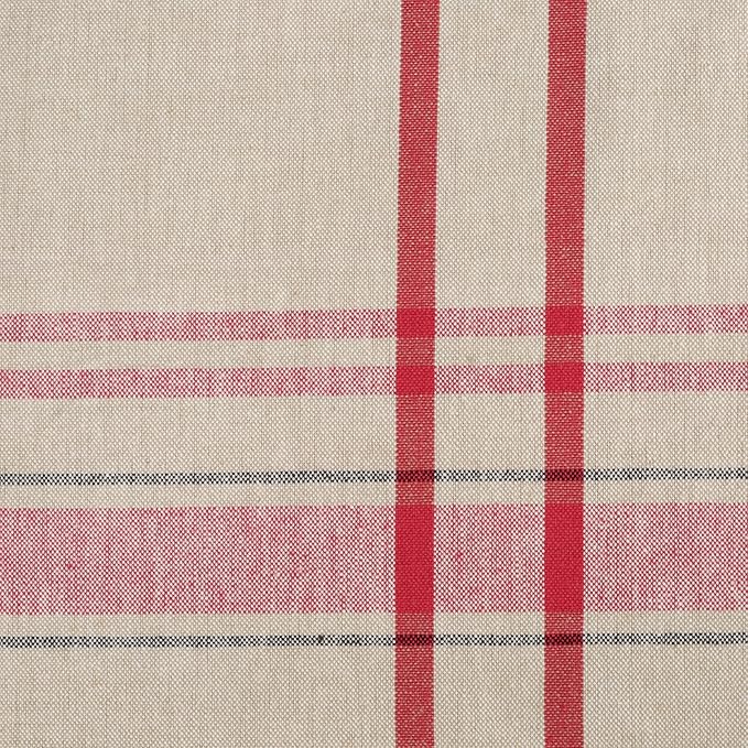 DII French Stripe Tabletop Collection Farmhouse Style Dining Table Linen Tablecloth, 60x120, Taupe/Red