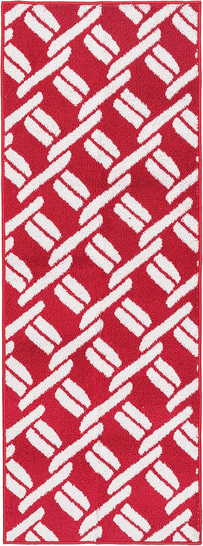 Nautica – Runner Rug | Indoor Runners for Hallways and Entry Rugs| Non-Slip and Non-Skid Entry and Kitchen Door Mat| Machine Washable Entryway Carpet Rugs |26 x 72 | Chain Red