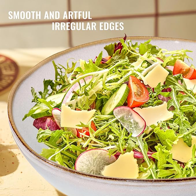 Herogo Stoneware Dinnerware Sets, 12 Piece Dinner Dishes Set for 4, Ceramic Plates and Bowls Dishware, Tableware Includes Dinner Salad Plates, Soup Bowls, Microwave & Dishwasher Safe, Pearl White