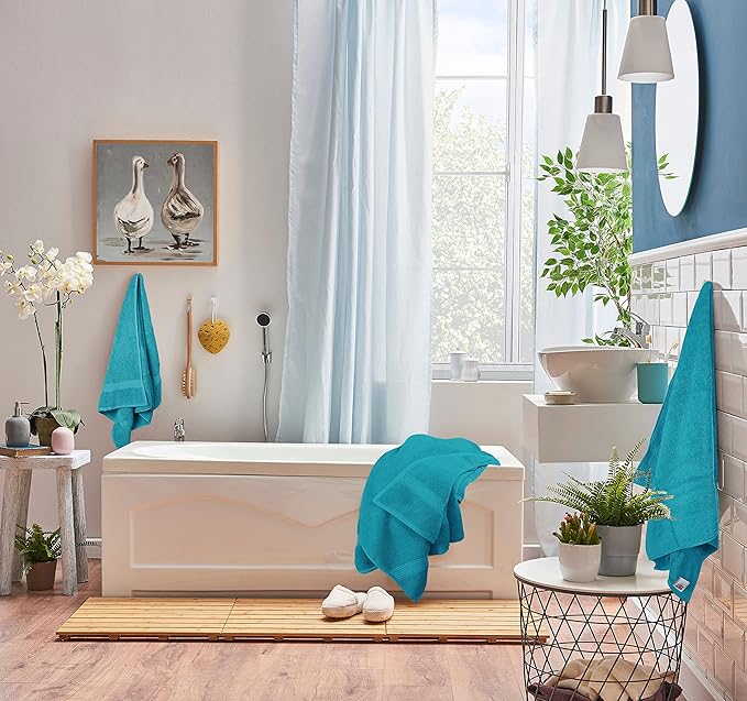 Utopia Towels 8 Piece Luxury Towel Set – Majestic Plush, Super Absorbent & Quicker-to-Dry, Thick 100% Ring Spun Cotton Towels for Bathroom, Spa & Hotel – 2 Bath, 2 Hand, 4 Washcloths,Teal