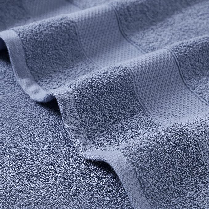 Modern Threads Pax 6-Piece Reversible Yarn Dyed Jacquard Towel Set - Bath Towels, Hand Towels, & Washcloths - Super Absorbent & Quick Dry - 100% Combed Cotton, Denim
