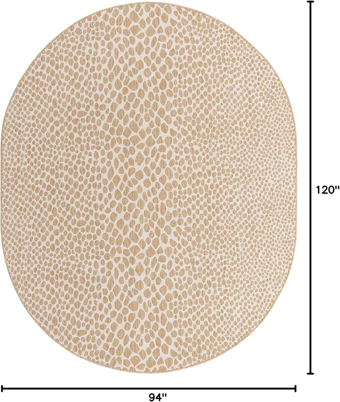 Unique Loom Jill Zarin Outdoor Collection Area Rug - Cape Town (7' 10' x 10' Oval, Dark Beige/ Ivory)