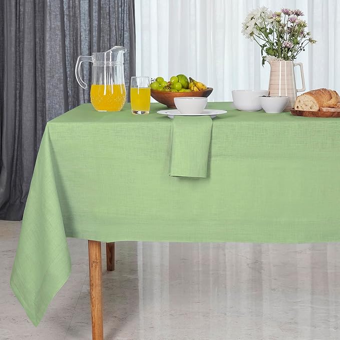 D'Moksha Homes Linen Tablecloth 60 x 120 Inch - 100% Pure Linen Sage Green Table Cloth for Rectangle Tables - Machine Washable Cloth Tablecloth for Winter, Holiday, New Year
