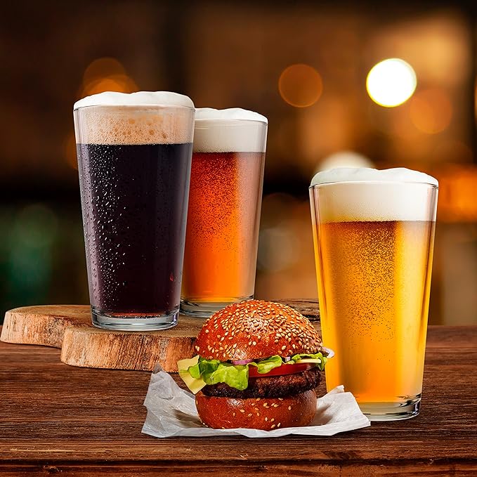 Set of 12 - Drinking Glasses 16 oz Highball Glasses Water Glass Cups Pint Glass Beer Glass Tumblers Bar Glass Design for Home and Kitchen