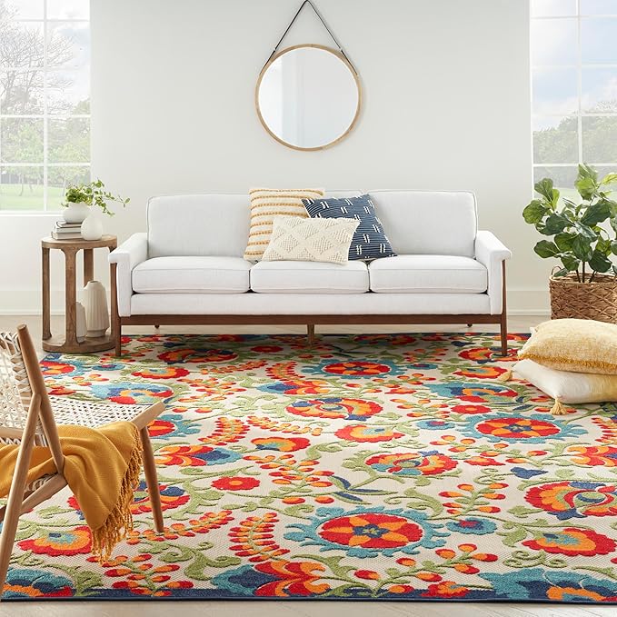 Nourison Home Aloha Multicolor 12' x 15' Area Rug - Easy Clean, Non Shedding, Bed Room, Living Room, Dining Room, Kitchen (12' x 15')