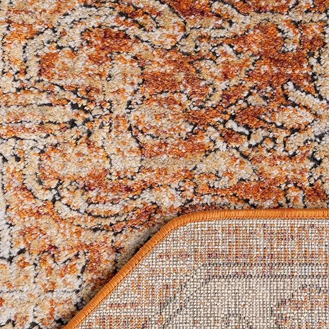 Unique Loom Isabella Collection Area Rug - Adjani (5' 1" Octagon, Rust Red/ Black)