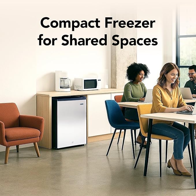 Whynter Upright Freezer with Lock, 2.1 Cu. Ft. Small Freezer Mini Freezer for Bedrooms, Dorms, Garages, Offices CUF-210SS, Stainless Steel Energy Star