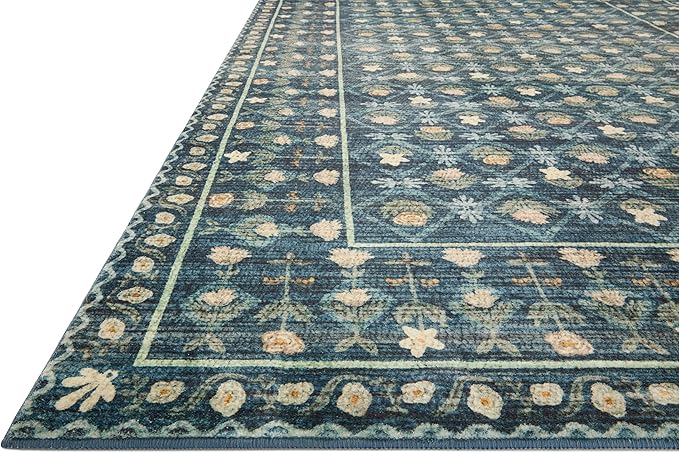 Loloi Rifle Paper Co. Eden Collection EDE-03 Lattice Indigo 2'-6" x 11'-6" Runner Rug feat. CloudPile™