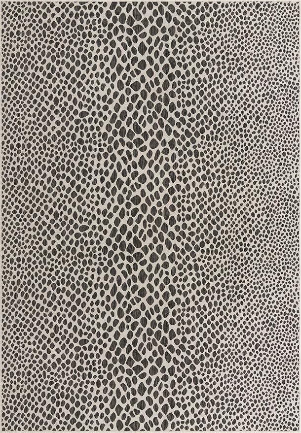 Unique Loom Outdoor Collection Area Rug - Cape Town (7' 10" x 11' 4" Rectangle, Black/ Ivory)