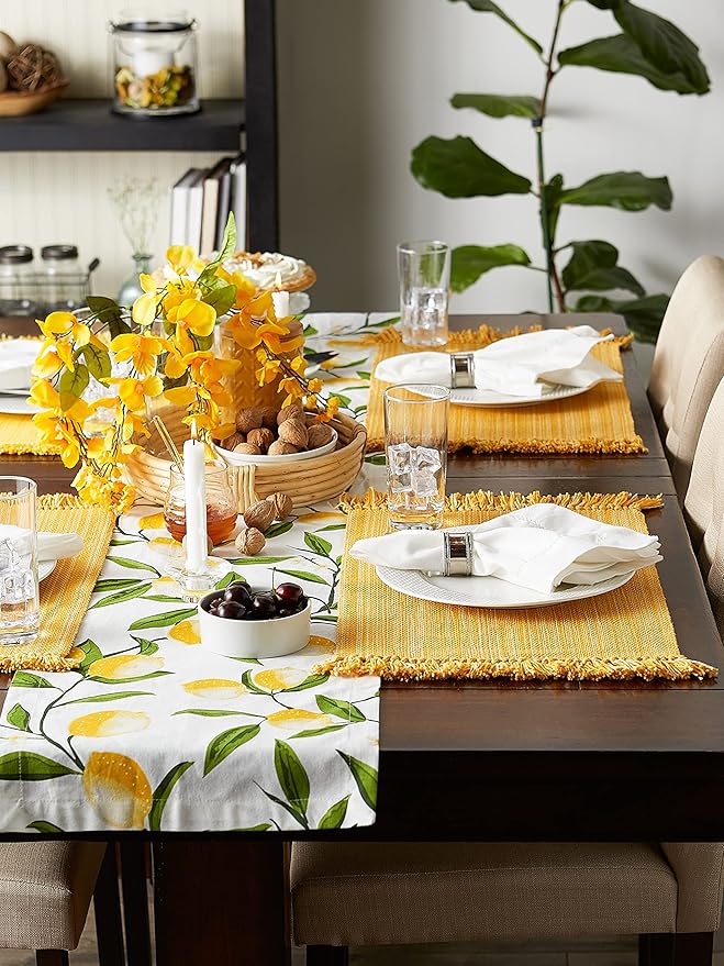 DII Variegated Tabletop Collection, Placemat Set3x19, Apricot, 6 Piece