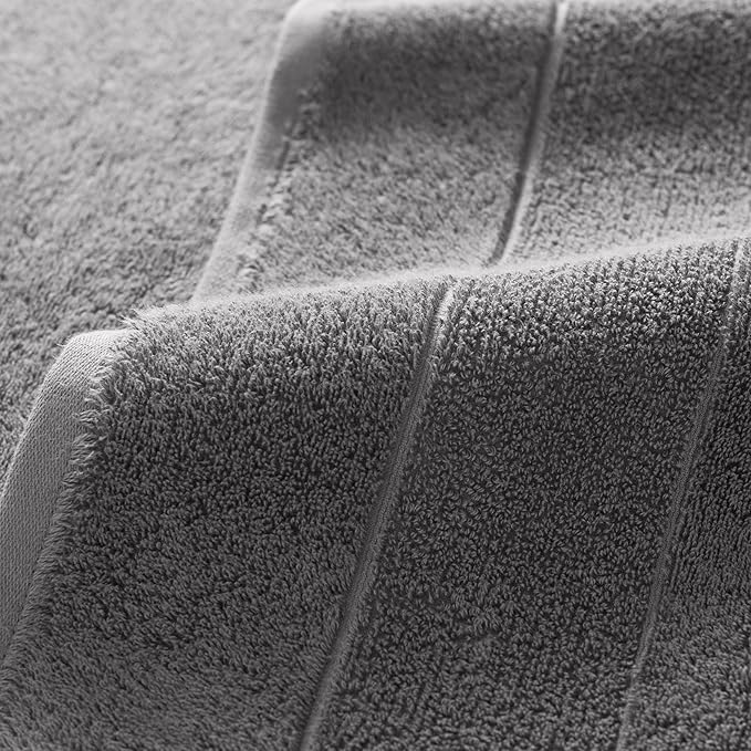 Aston & Arden Aegean Terry Wash Cloths - Set of 8 - Ringspun Turkish Cotton Thick and Soft Absorbent Luxury Hotel and Spa Bathroom Towel, 600 GSM, 13 x 13 in, Dark Grey