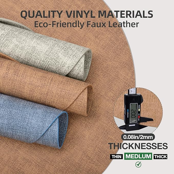 15 inch Faux Leather Round Placemats Set of 4 Non-Slip Washable Wipeable Table Mats, Heat Resistant Waterproof Oilproof Brown Place Mats for Kitchen, Dining, Party, Indoor, Outdoor