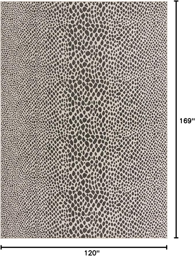 Unique Loom Outdoor Collection Area Rug - Cape Town (10' x 14' 1' Rectangle, Black/ Ivory)