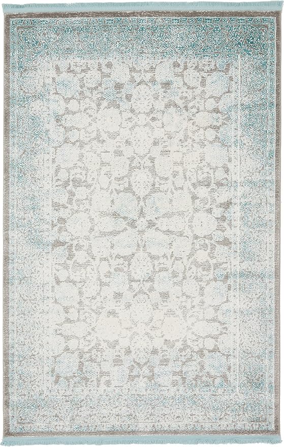 Unique Loom Traditional Classic Intricate Design with Distressed Vintage Detail, Area Rug, 4' 0" x 6' 0", Blue/Gray