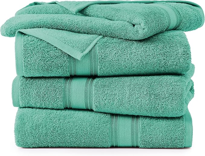 Lane Linen 100% Cotton Bath Towels 4 Pack (28"x54") - Zero Twist, Premium Cotton Large Towels Set for Bathroom - Quick Dry, Soft & Absorbent Large Bath Towel Set - Oeko Tex Certified, Pre Shrunk- Teal