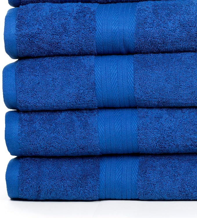 Ample Decor Bathroom Towel Set of 18-4 Hand Towel, 4 Bath Towel, 10 Wash Cloths - Oeko Tex Certified 600 GSM 100% Cotton - High Absorbency Quick Drying, Ideal for Gifting - Navy Blue