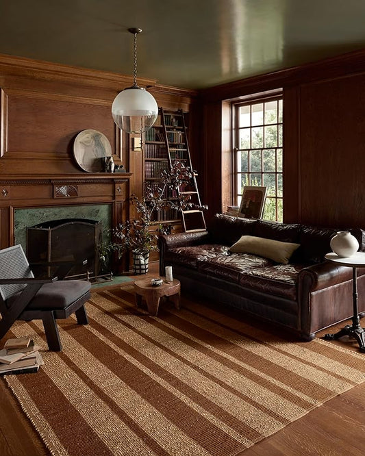 Loloi Leanne Ford Weatherstaff Collection WTS-04 Cinnamon/Natural 8'-6" x 11'-6" Area Rug Jute, Striped, Neutral, Living Room, Bedroom, Dining Room