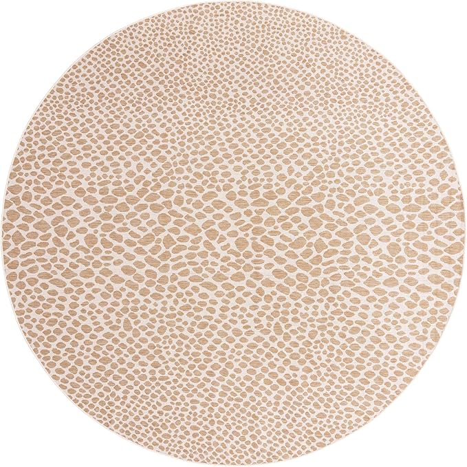 Unique Loom Jill Zarin Jill Zarin Outdoor Collection Area Rug - Cape Town (10' 8" Round, Dark Beige/Ivory)