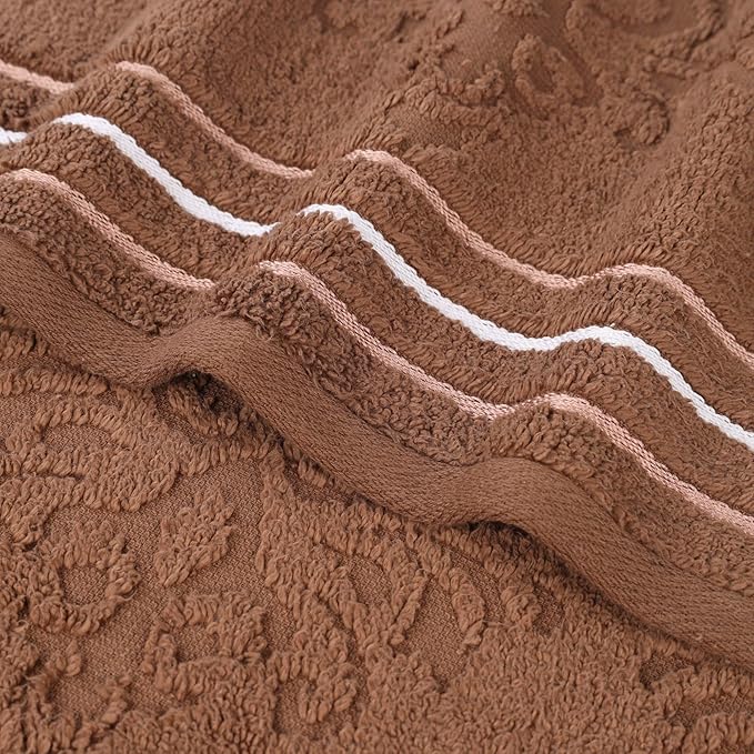 Superior Cotton Face Towel/Washcloth Set, Small Facial Towels, Spa, Hotel, Guest, Home, Bathroom Basics, Plush Soft Absorbent, Luxury Quick Drying, Zero Twist, Assorted Design, Set of 12, Chocolate