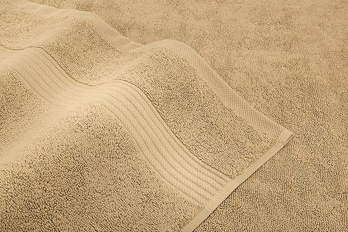 American Veteran Towel, 6 Piece Towel Set for Bathroom, 100% Cotton Turkish Bathroom Towels, 2 Bath Towels 2 Hand Towels 2 Washcloths, Beige