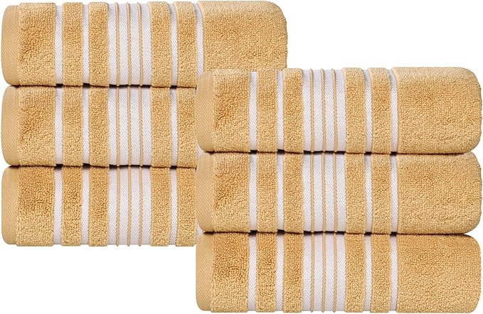 Superior Cotton Hand Towel Set, Small Towels, Plush Soft Absorbent Bathroom Basics, Home Essentials, Spa, Salon, Hotel, Kitchen, Luxury Quick Drying, Zero-Twist, Solid, Sadie Collection, Gold
