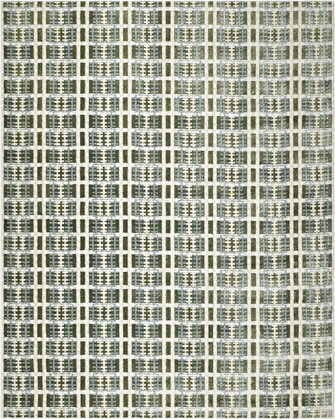 Nourison Home Nordic Blue Green 8' x 10' Area Rug - Easy Clean, Non Shedding, Bed Room, Living Room, Dining Room, Kitchen (8' x 10')