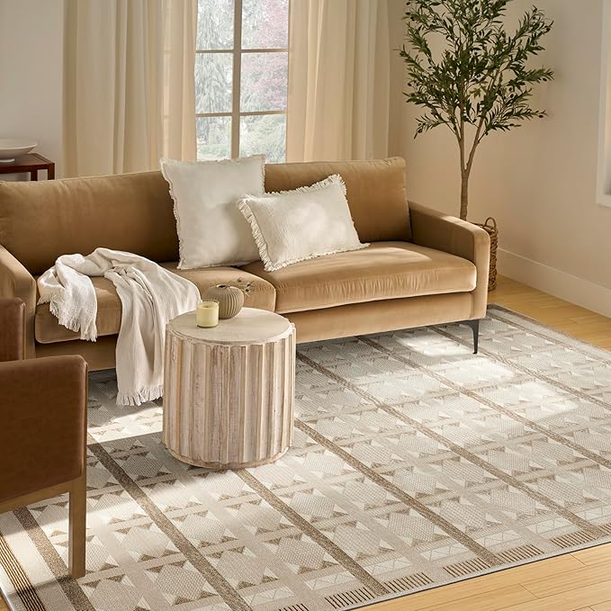 Nourison Nordic Taupe 8' x 10' Scandinavian Area Rug - Easy Cleaning, Non Shedding, Bed Room, Living Room, Dining Room, Kitchen (8' x 10')
