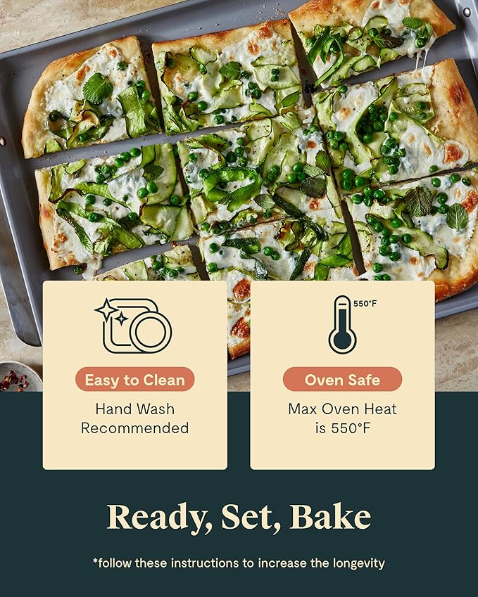 Caraway Nonstick Ceramic Bakeware Set (5 Pieces) - Baking Sheets, Assorted Baking Pans & Storage - Aluminized Steel Body - Non Toxic, PTFE & PFOA Free - Cream