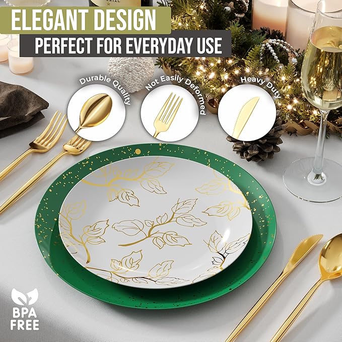 Trendables Gold Plastic Silverware Set Gold Silverware Disposable Forks and Spoons Disposable 120 Pack Plastic Utensils Set Includes 3 x 40 each Knives & Spoons & Forks For Parties and Events