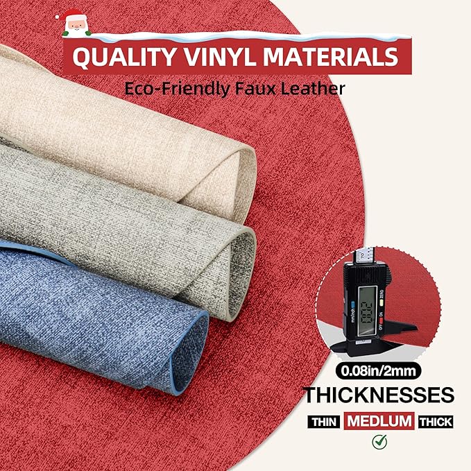 15 inch Faux Leather Round Placemats Set of 4 Non-Slip Washable Wipeable Table Mats, Heat Resistant Waterproof Oilproof Red Place Mats for Christmas, Kitchen, Dining, Party, Outdoor