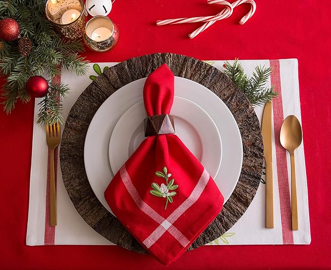 DII Boughs of Holly Collection Decorative Holiday Dining Table & Kitchen Décor, Placemat Set, 13x19,Christmas Greenery, 6 Count