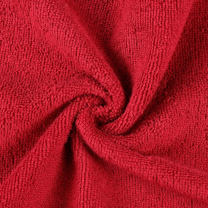 Superior Eco-Friendly Cotton 6-Piece Hand Towel Set, Small Towels for Spa, Resort, Hotel, Guest Bath, Kitchen, Quick Dry, Soft, Bathroom Accessories, Home and Apartment Essentials, Cranberry