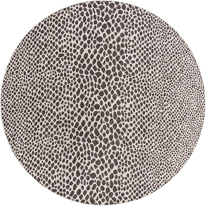 Unique Loom Outdoor Collection Area Rug - Cape Town (13' Round, Black/ Ivory)