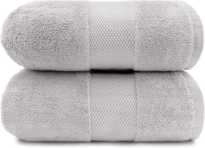 Maisonette Elegance 100% Organic Cotton Turkish Bath Sheets - Soft, Absorbent Oversized Bathroom Towels - Ideal Quick Dry Extra Large Luxury Towel Set for Shower - (35" x 70", 2 Pack) - Pewter