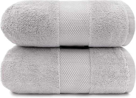 Maisonette Elegance 100% Organic Cotton Turkish Bath Sheets - Soft, Absorbent Oversized Bathroom Towels - Ideal Quick Dry Extra Large Luxury Towel Set for Shower - (35" x 70", 2 Pack) - Pewter