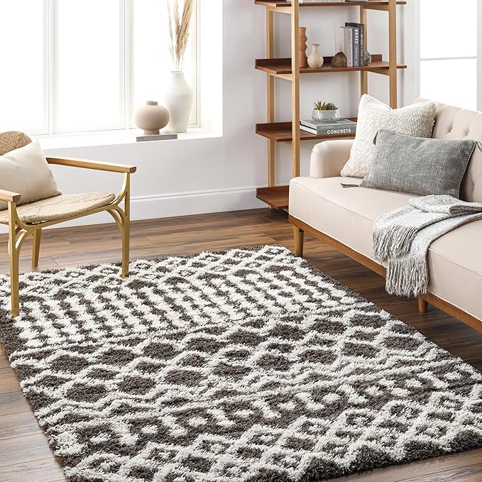 Livabliss Hapsburg Moroccan Shag Area Rug,7'10" x 10'3",Dark Brown