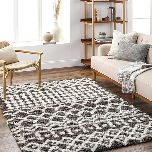 Livabliss Hapsburg Moroccan Shag Area Rug,7'10" x 10'3",Dark Brown