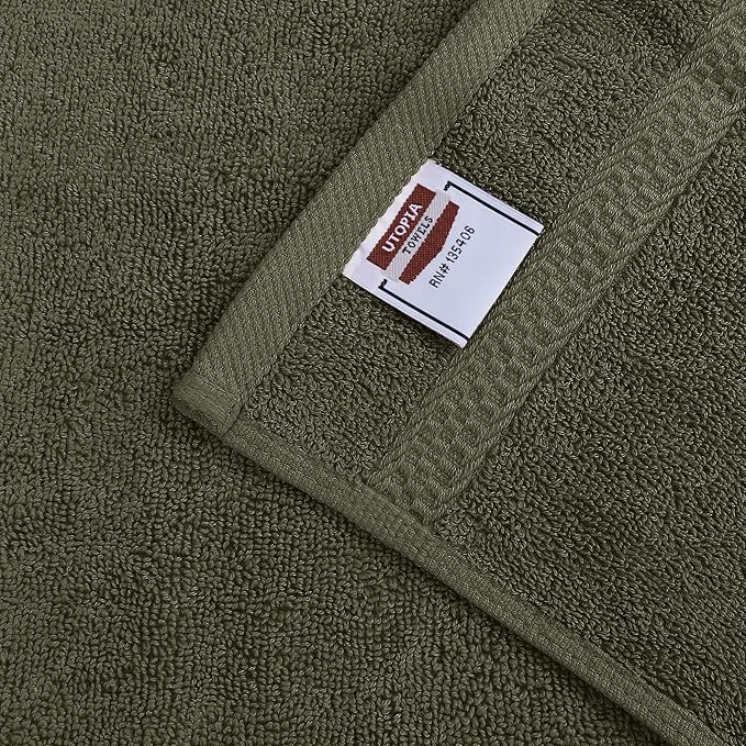 Utopia Towels 8 Piece Luxury Towel Set – Majestic Plush, Super Absorbent & Quicker-to-Dry, Thick 100% Ring Spun Cotton Towels for Bathroom, Spa & Hotel – 2 Bath, 2 Hand, 4 Washcloths, Dusty Olive