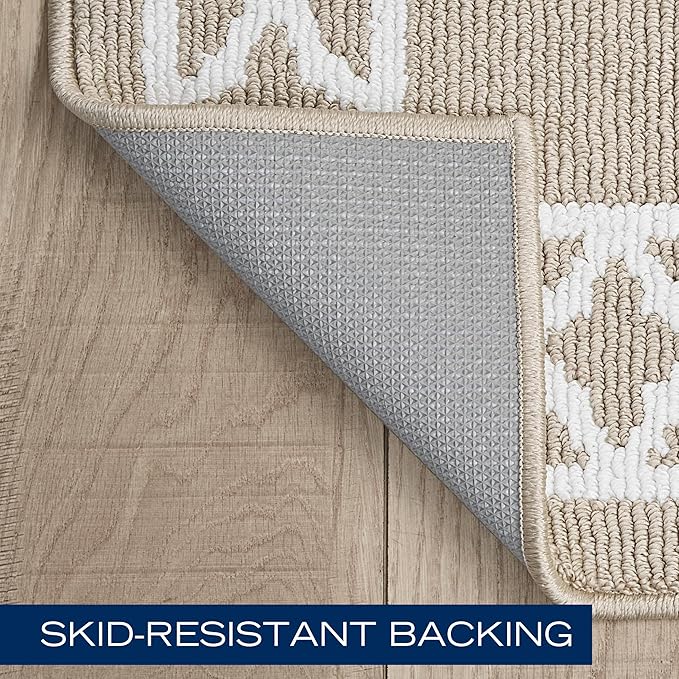 Nautica – Runner Rug | Indoor Runners for Hallways and Entry Rugs| Non-Slip and Non-Skid Entry and Kitchen Door Mat| Machine Washable Entryway Carpet Rugs |2'2" x 6'| Trellis Beige