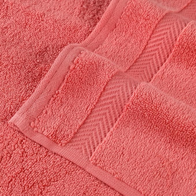 Superior Zero Twist 100% Cotton Bath Sheet Towels, Super Soft, Fluffy and Absorbent, Premium Quality Oversized Bath Sheet Set of 2 - Coral