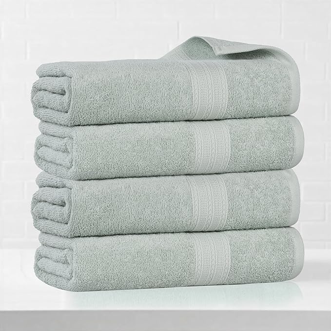 Superior Eco-Friendly Cotton 4-Piece Bath Towel Set, Large Towels for Bath, Shower, Pool, Master and Guest Bathroom, Home Essentials, Quick Drying, Soft Body Towels for Adults and Kids, Aqua Marine