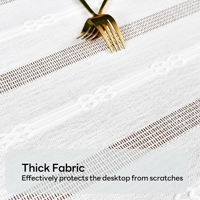 White Cotton Tablecloth for Rectangle Table Heavy Duty Farmhouse Vintage Tablecloth Washable Rustic Table Cover (White, 52''x 98'')