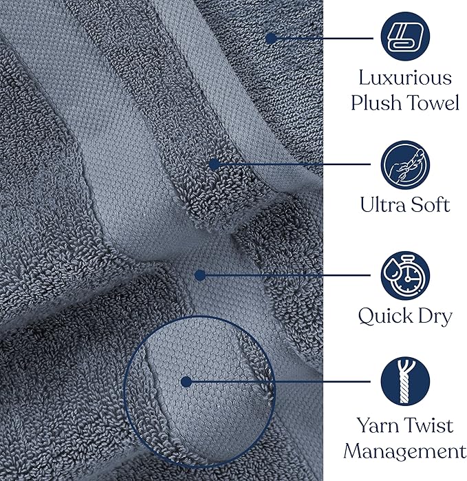 Delara Organic Cotton Luxuriously Plush Hand Towel Pack of 2 | GOTS & OEKO-TEX Certified | Premium Hotel Quality Towels | Feather Touch Technology|650 GSM Long Staple|Soft, Quick Dry & Ultra-Absorbent