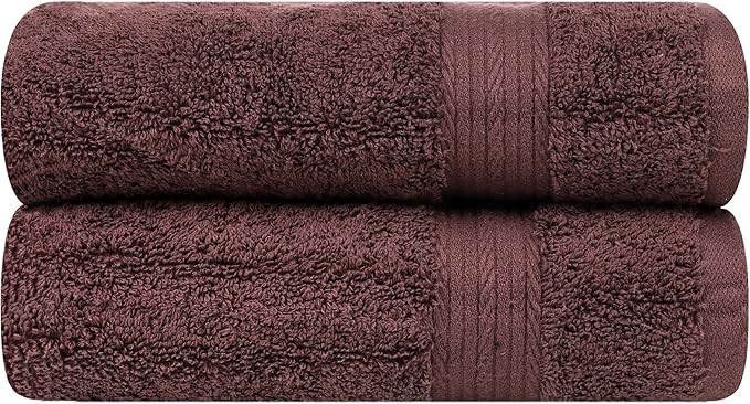 Ample Decor Hand Towel for Bathroom 18 X 28 Inch 600 GSM 100% Cotton, Soft Absorbent - 2 Pcs Brown